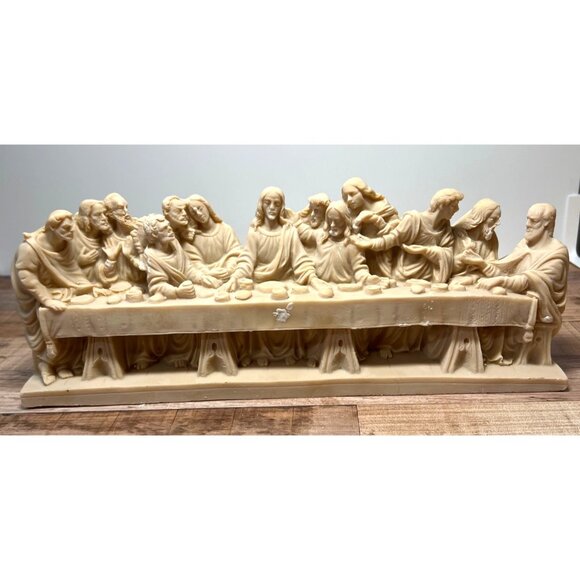 The Last Supper Sculpture Alabaster Jesus Disciples Made in Italy - Picture 1 of 8